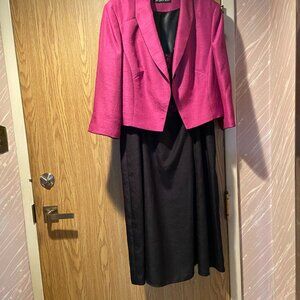 Jacques Vert Fuchsia and Black Dress and Jacket